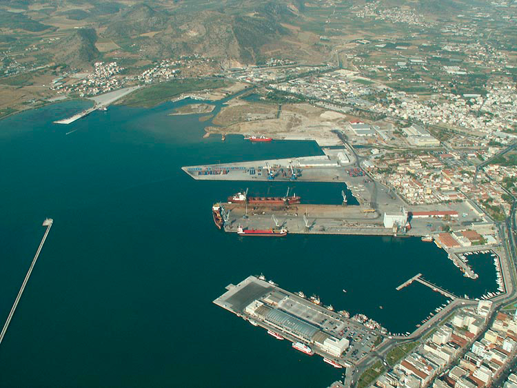 The cruise terminal in the front and the container terminals inthe back