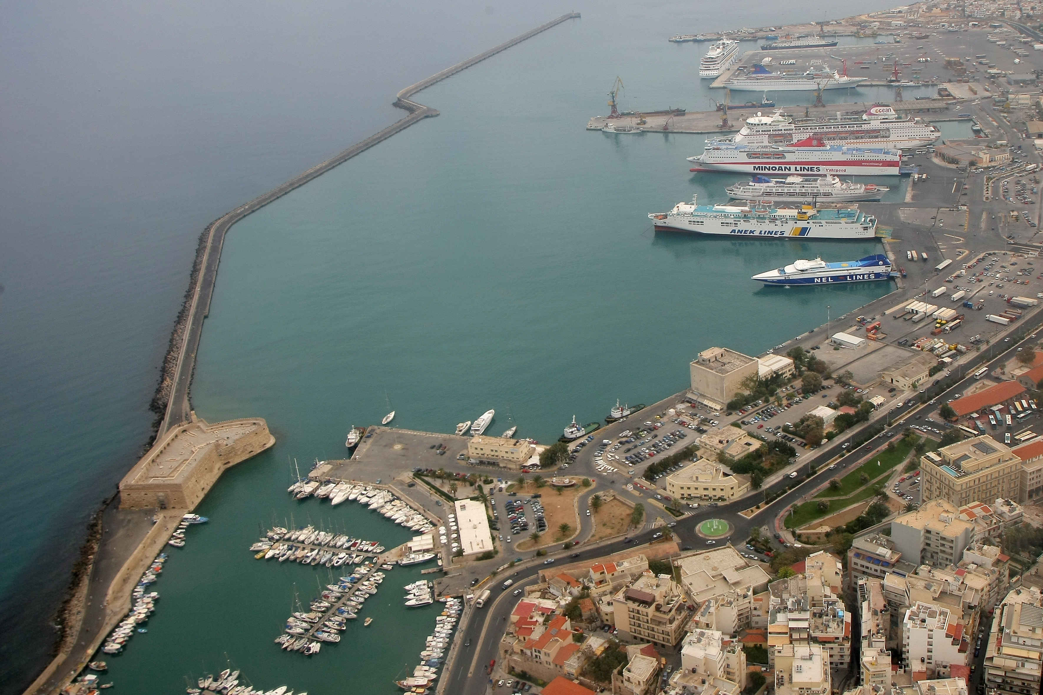 Heraklion port view from the west